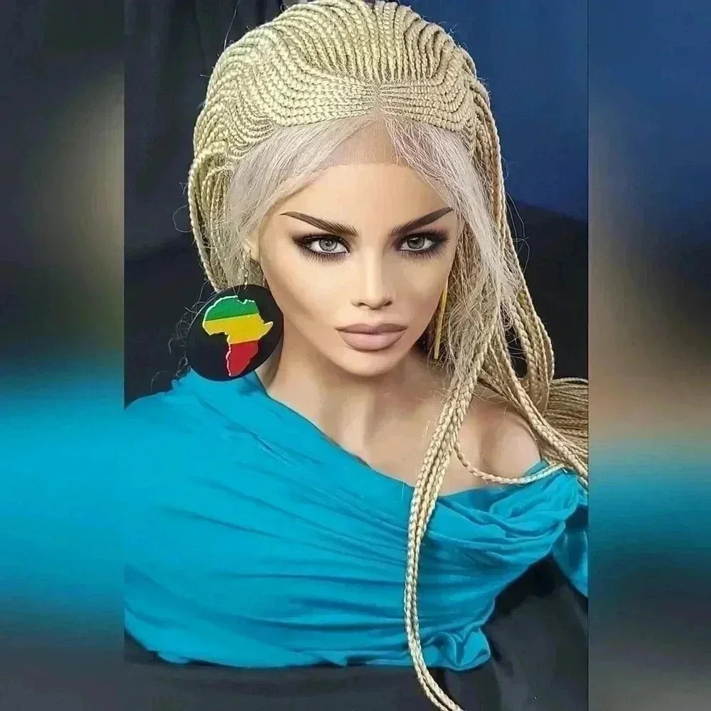 Blond Braided wigs 100% handmade, stunning , very long, feeding cornrows, NWT - Picture 5 of 15